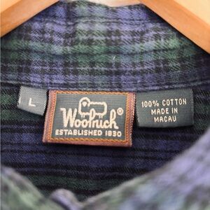 Woolrich Green and Blue Plaid Cotton Button-Down Shirt